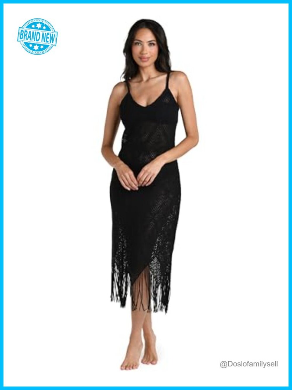 Cotton Crochet Midi Dress Swimsuit Cover Up Fringe Boho Pool Beach